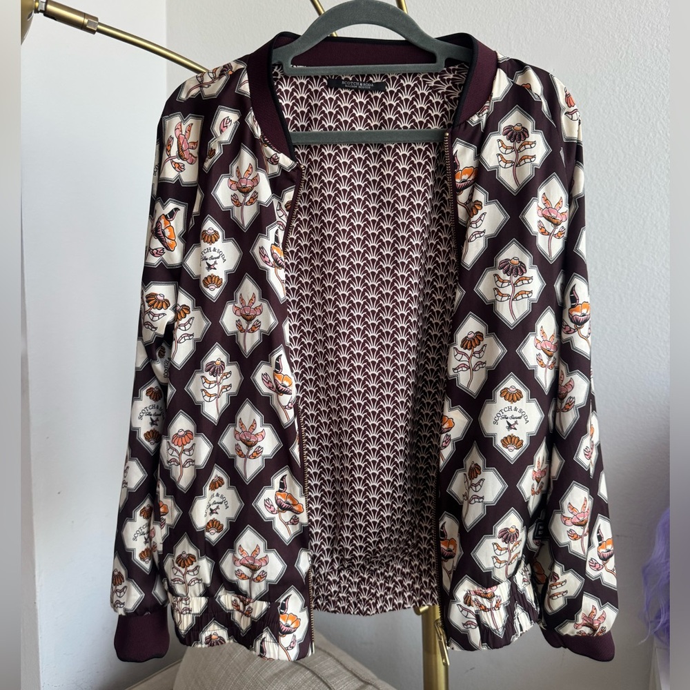 Scotch & Soda Multicolor Reversible Patterned Bomber Jacket